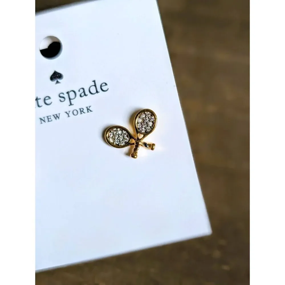 KATE SPADE NY Queen of the Court Tennis Racquet Pearl Stud Earrings